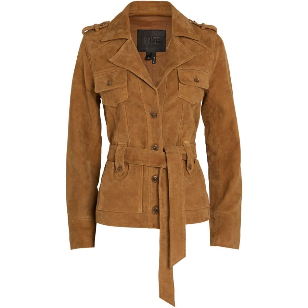 Paige Tawnie Suede Belted Jacket in Tan - NWT - XS